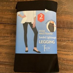 2 pack wide waistband Sueded Lightweight Leggings by Felina